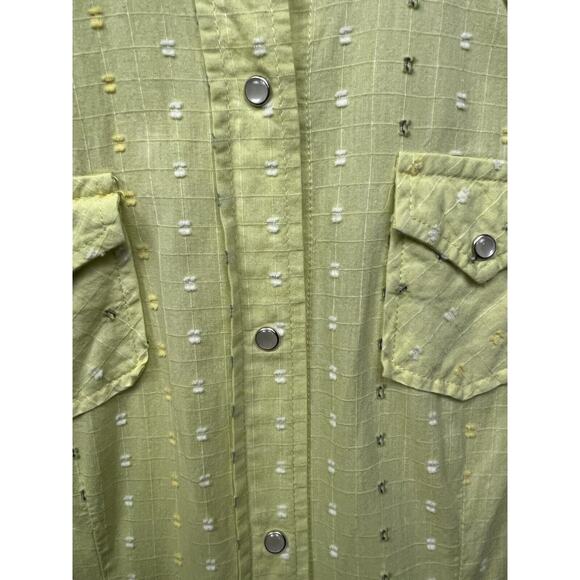 Vtg Roper Western Mini Dress Women's Small Pearl Snap front Yellow Flaw - Picture 8 of 8